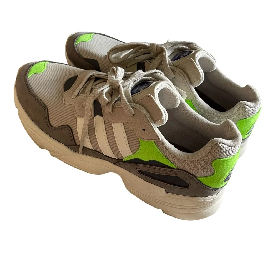 Adidas Yung-96 Grey White Neon Green Mens Sneakers F97182 Size 11